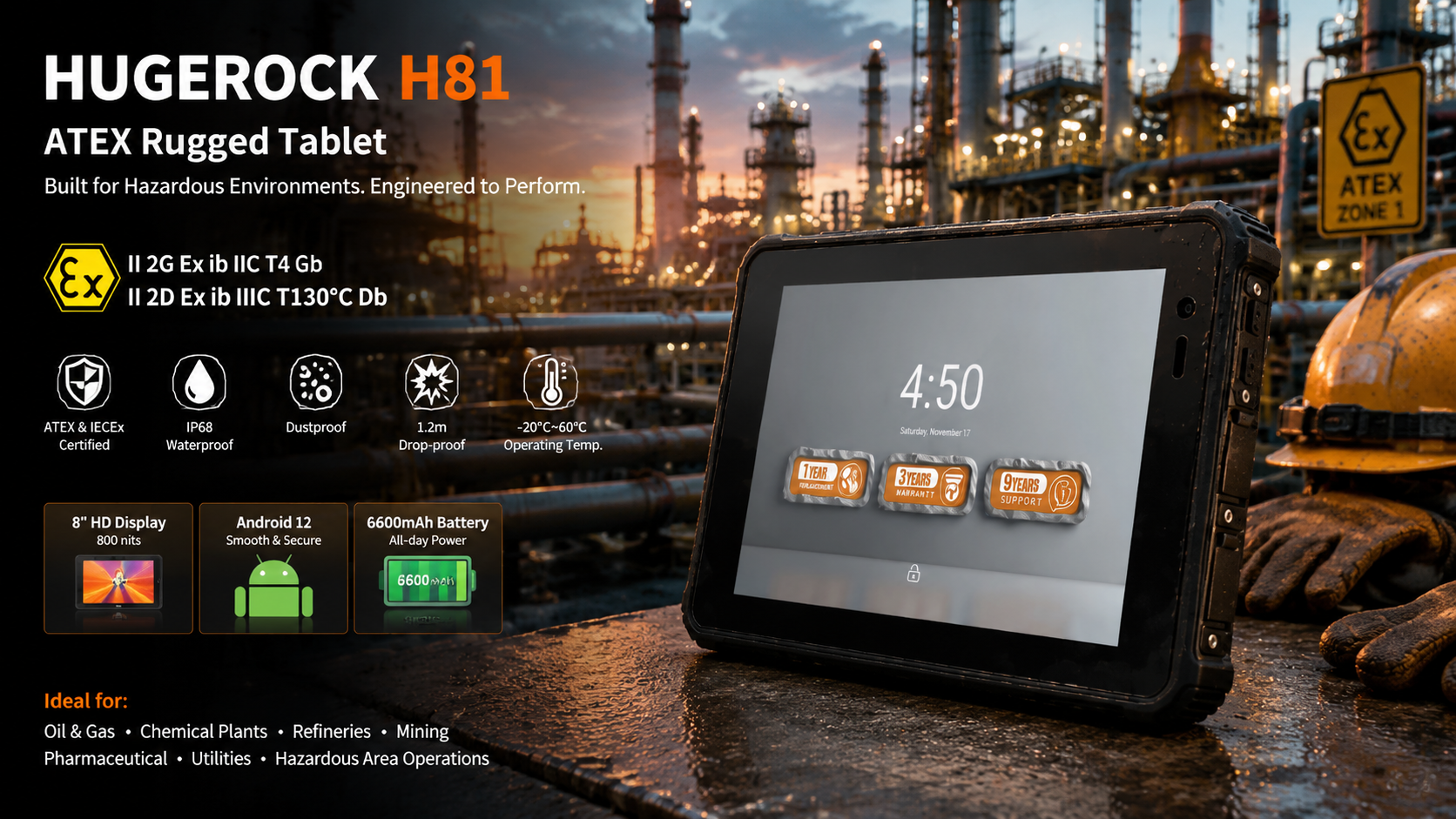 ATEX rugged tablet safety framework for Zone 1/21 hazardous sites
